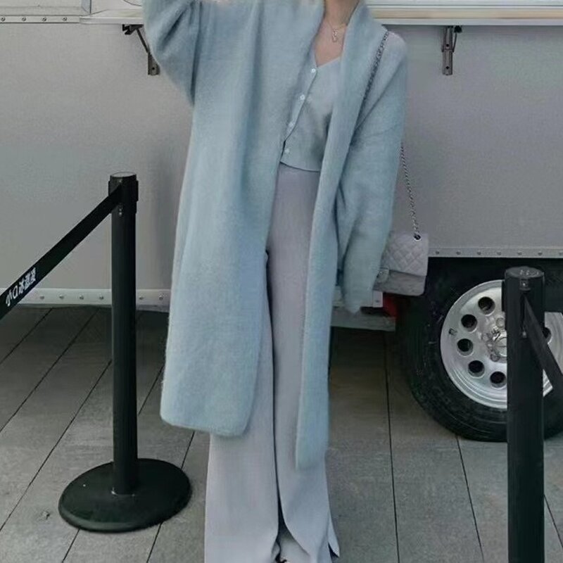 Coat - Lazy Style Long Mink Fluffy Autumn Winter Vintage Knitted