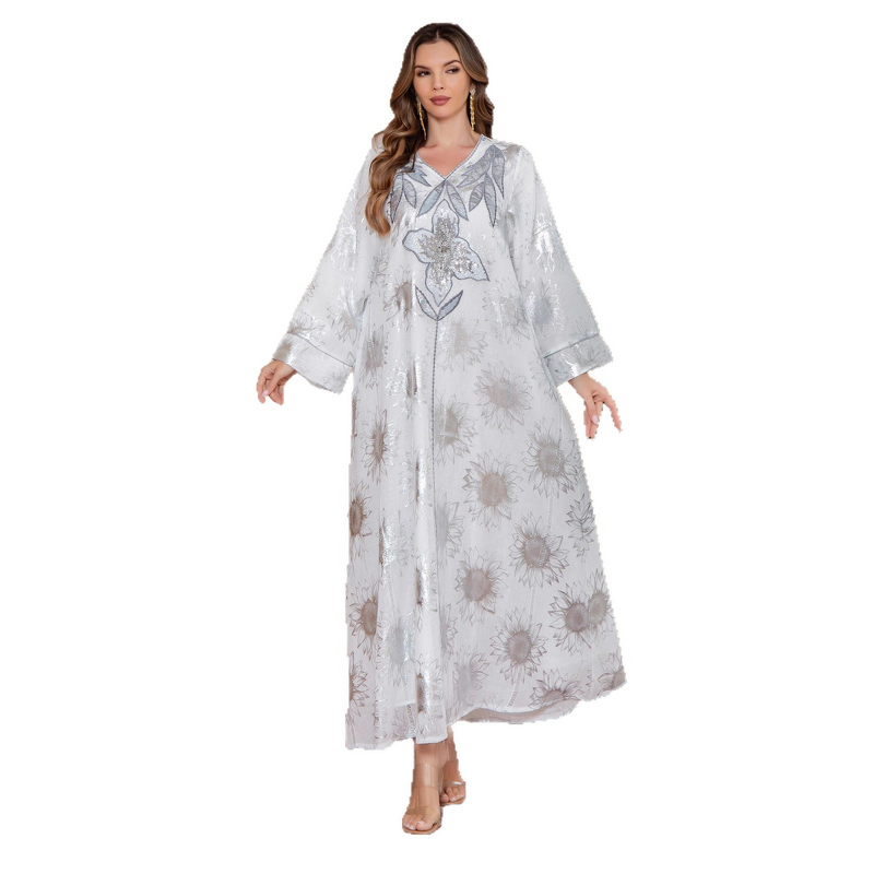 Abaya Kaftan - New Muslim Mesh Embroidered Sequined Middle Eastern