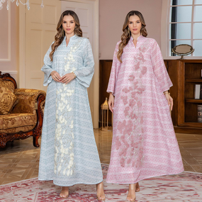 Kaftans - Middle East Dubai Embroidered Printed Eid Caftan Moroccan