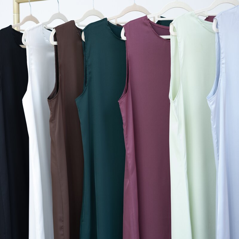 Inner Dress - 8 Colors Satin Sleeveless Under Abaya Slip Muslim Women
