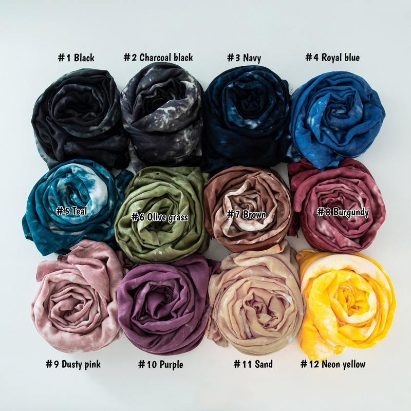 Hijab Scarf - Tie-Dye Rayon Wide Edge Double Stitch Modal Breathable