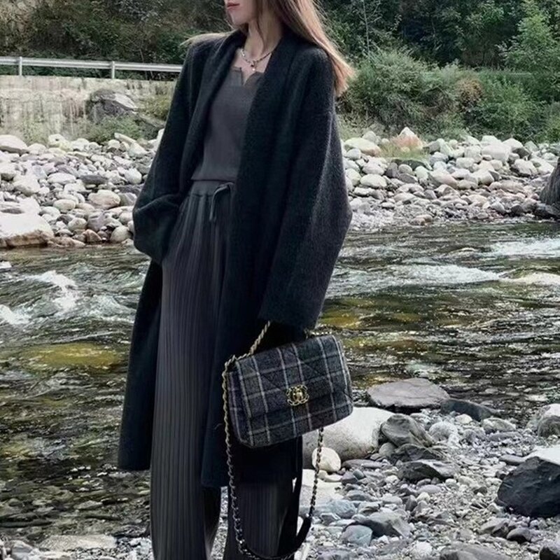 Coat - Lazy Style Long Mink Fluffy Autumn Winter Vintage Knitted