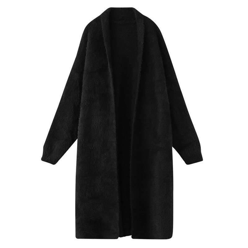 Cardigan - Coarse Line Long Knit Autumn Winter Loose Big Pockets