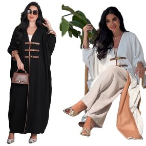 Abaya Manufacturer - 2024 New Fashion Islamic Front Open Turkey Coat Kimono