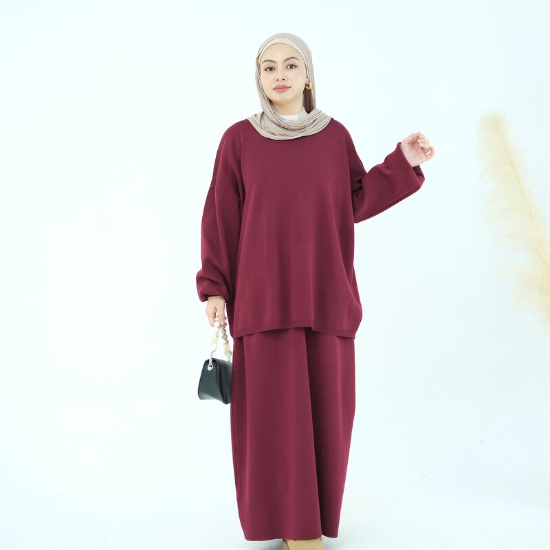 Winter Set - 12 Colors Thick Knit 2 Piece Muslim Suits Winter Collection