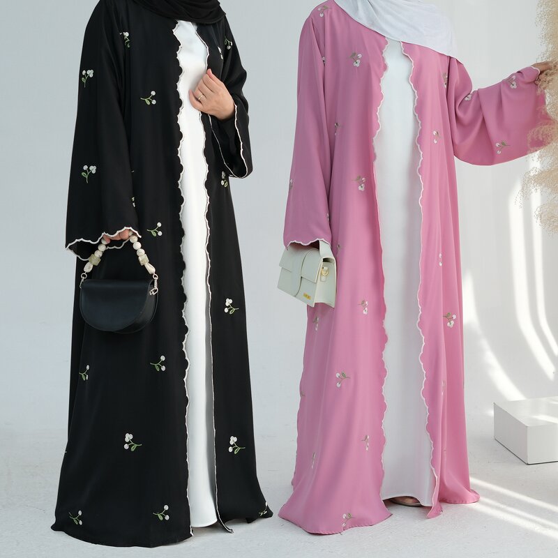 Abaya Manufacturer - 2025 Elegant Embroidered Open Abaya Latest Dubai Design