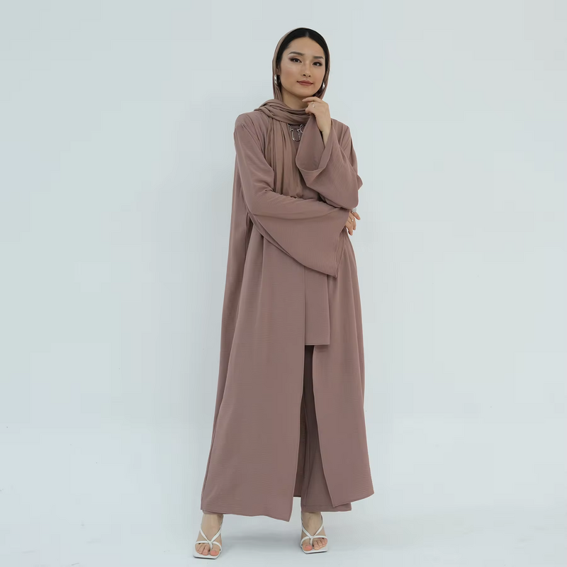 Modest Set - 8 Colors Jazz Crepe 3pcs Pants Set Dubai Turkey Abaya