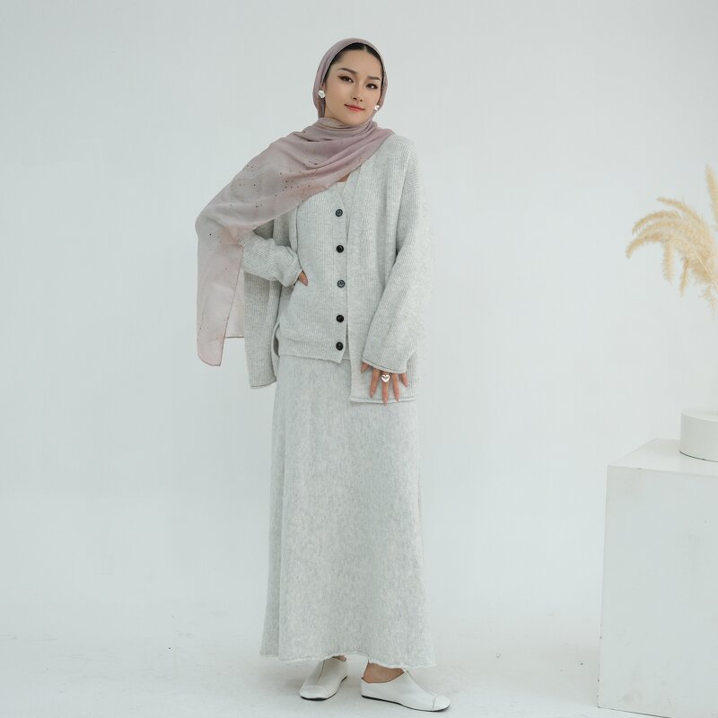 Winter Set - 4 Colors Thick Knit 3 Piece Muslim Suits Winter Collection