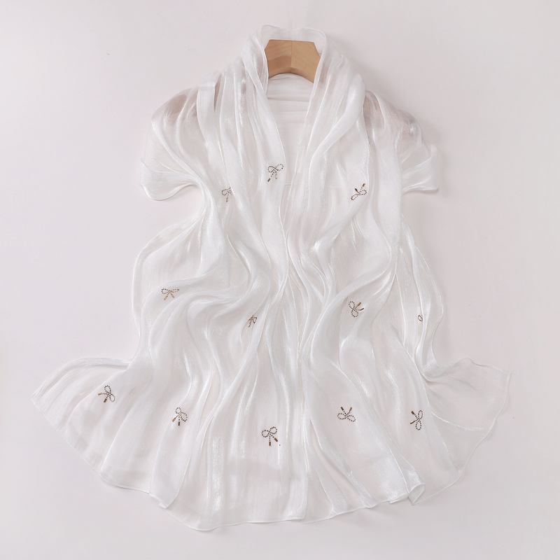 Hijab Scarf - Bright Satin Ethnic Shawl With Rhinestones Malaysian Muslim