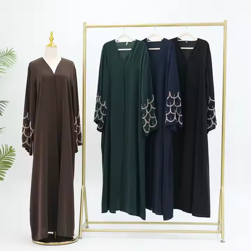 Abaya Manufacturer - 2025 Eid Open Beaded With Snaps Kimono Muslim Abaya