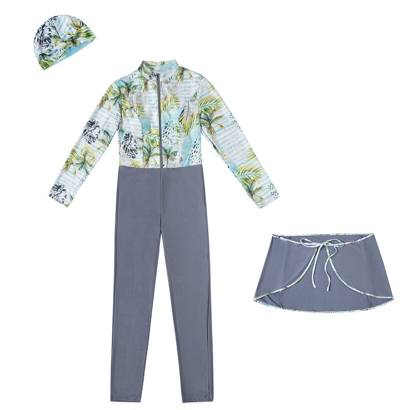 Swimwear - H1031 Three Piece Set Modest Muslim Women Swimming Clothes