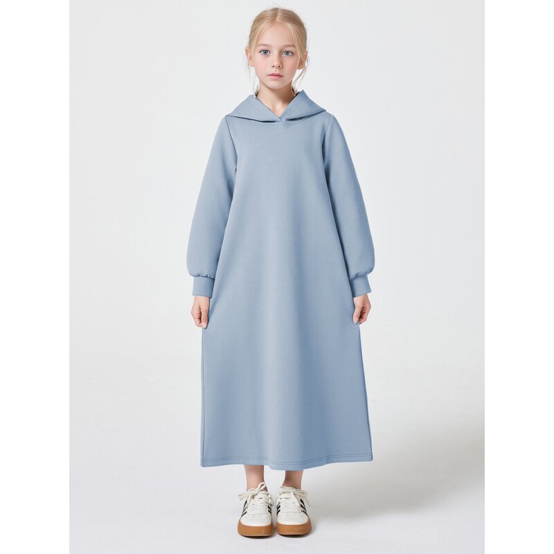 Kids Abaya - Beige Dubai Muslim Teenage Girls Beautiful Dress Set