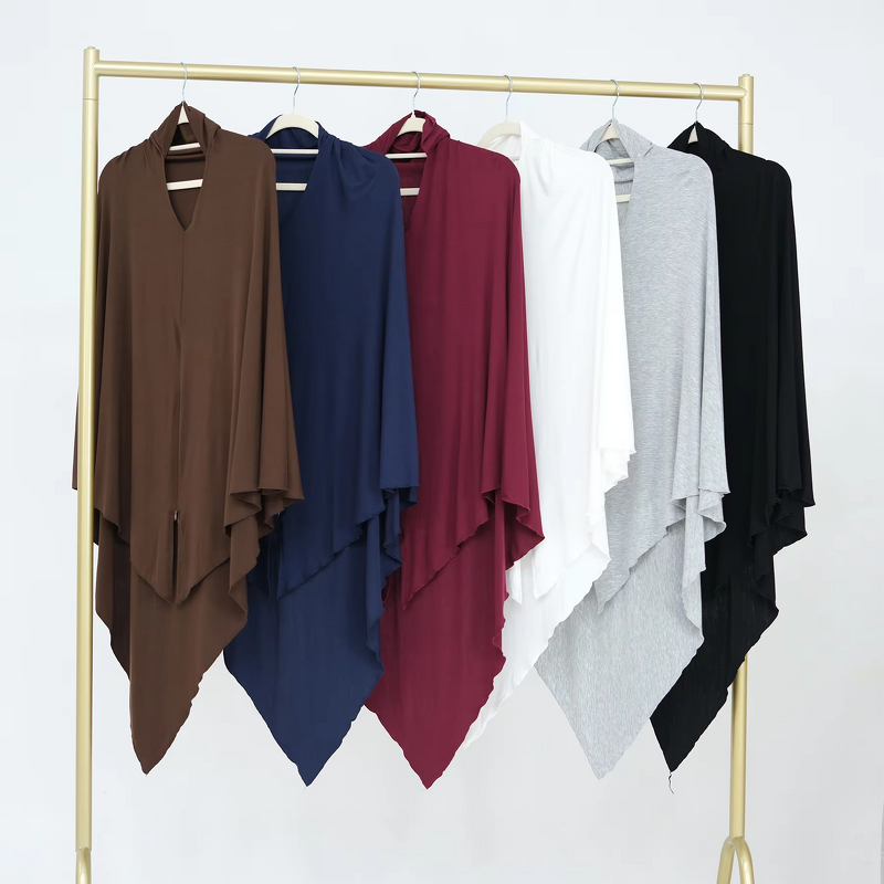 Khimar Hijab - Overhead Jersey Modal Cotton With Zipper Prayer Long Scarf