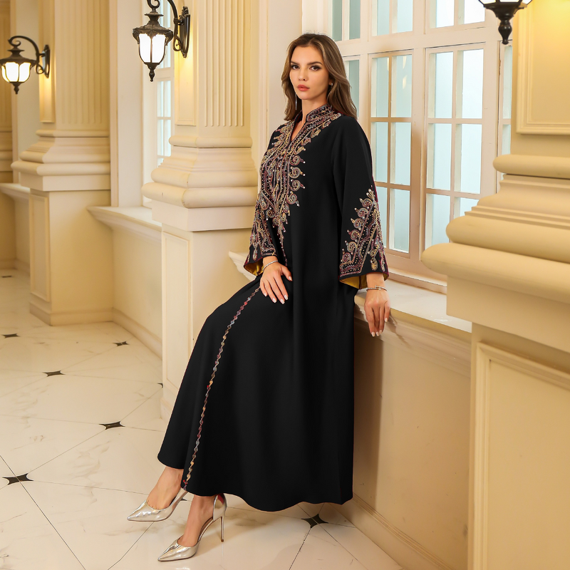 Kaftan Set - Elegant Two-Piece Hand-Stitched Rhinestones Eid Dress