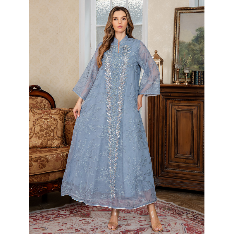 Kaftan Robe - Middle Eastern Summer Printed Sequined Long Muslim