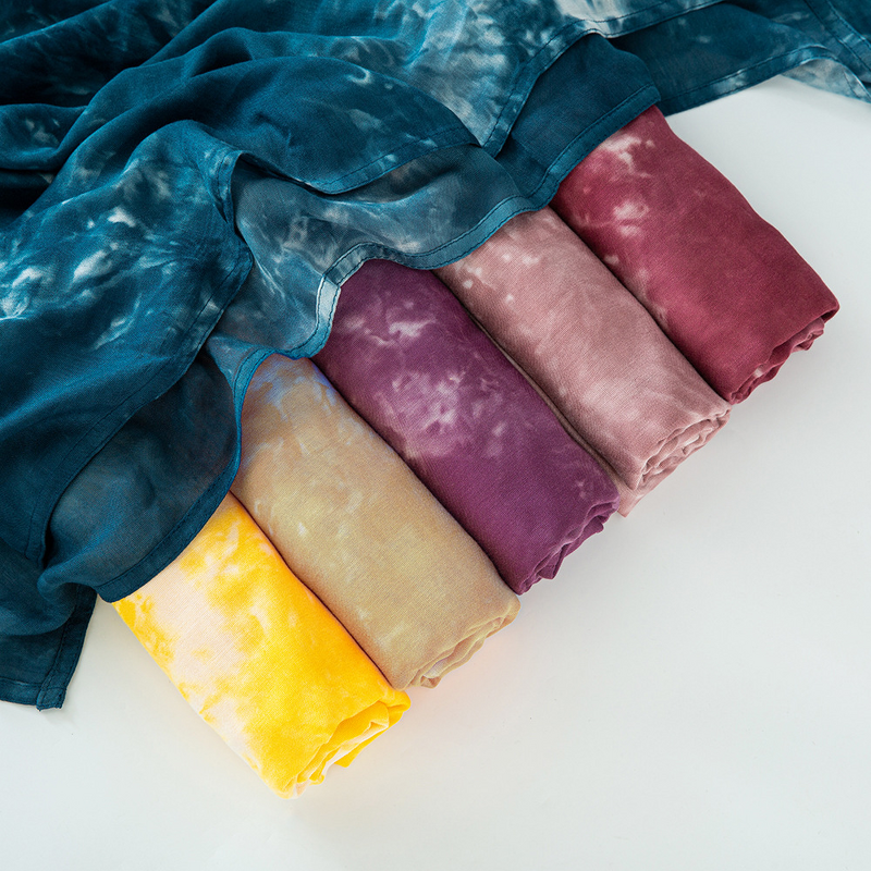 Hijab Scarf - Tie-Dye Rayon Wide Edge Double Stitch Modal Breathable