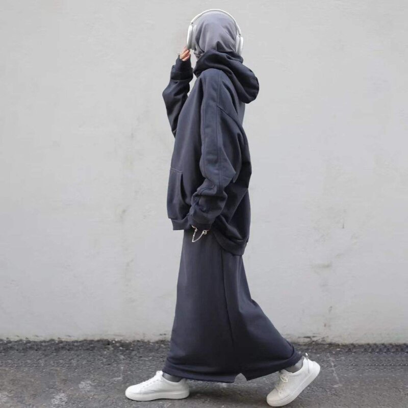 Modest Set - 3 Colors Dubai Turkey Islamic 2pcs Top Skirt Muslim Women