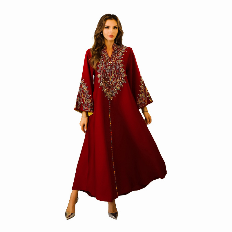 Kaftan Set - Elegant Two-Piece Hand-Stitched Rhinestones Eid Dress