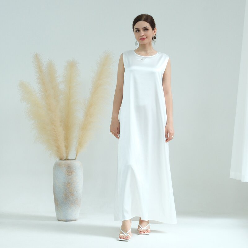 Inner Dress - 8 Colors Satin Sleeveless Under Abaya Slip Muslim Women