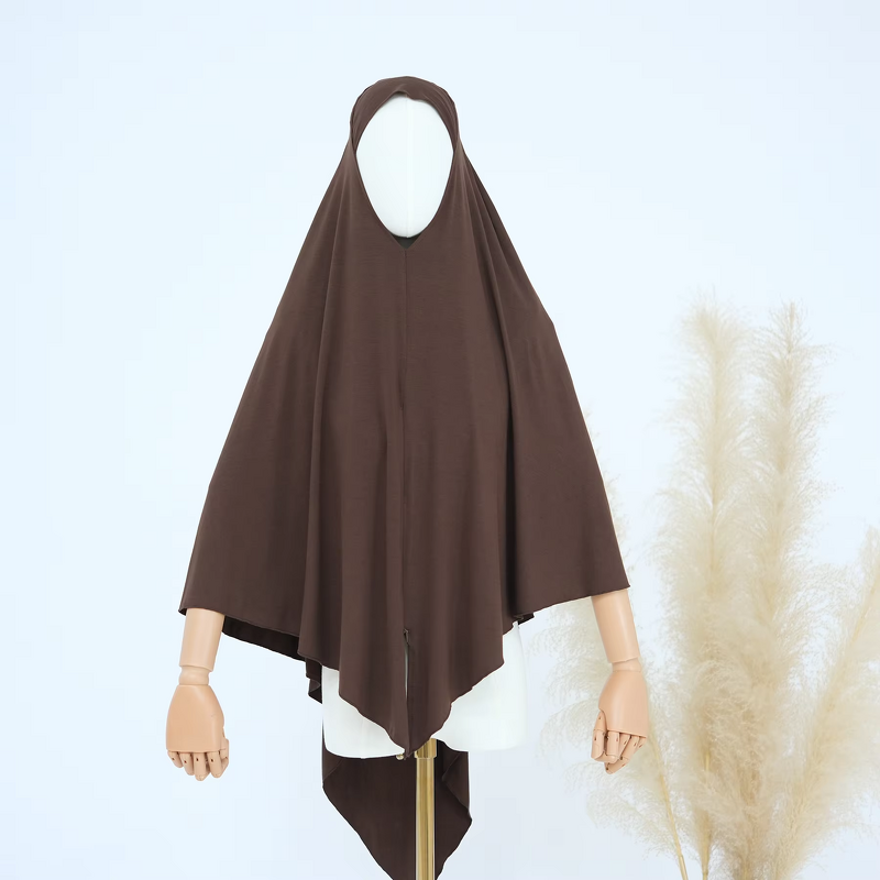 Khimar Hijab - Overhead Jersey Modal Cotton With Zipper Prayer Long Scarf