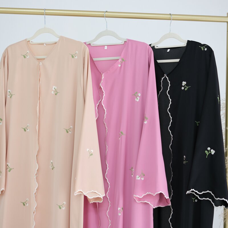 Abaya Manufacturer - 2025 Elegant Embroidered Open Abaya Latest Dubai Design