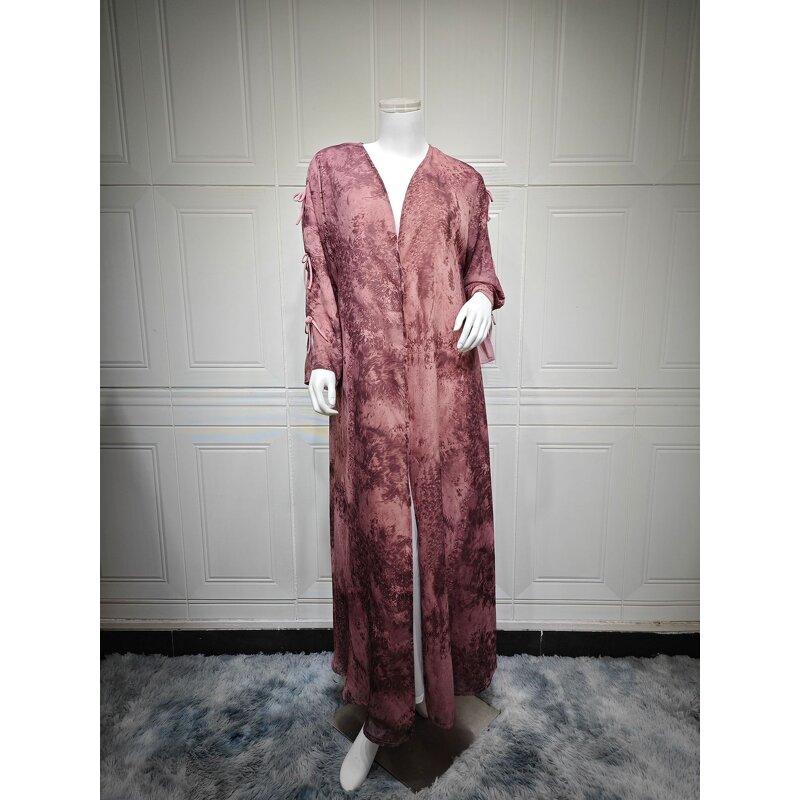 Abaya Manufacturer - 3 Colors Chiffon Front Open Kimono With Matching Hijab