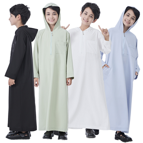 Men Thobe - Ramadan Eid Long-Sleeve Arabic Prayer Collar Cuff Robe