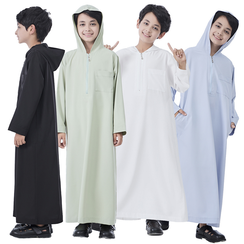 Men Thobe - Ramadan Eid Long-Sleeve Arabic Prayer Collar Cuff Robe