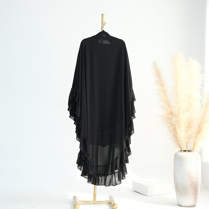Khimar Hijab - Overhead Layered Chiffon With Ruffles Prayer Long Scarf