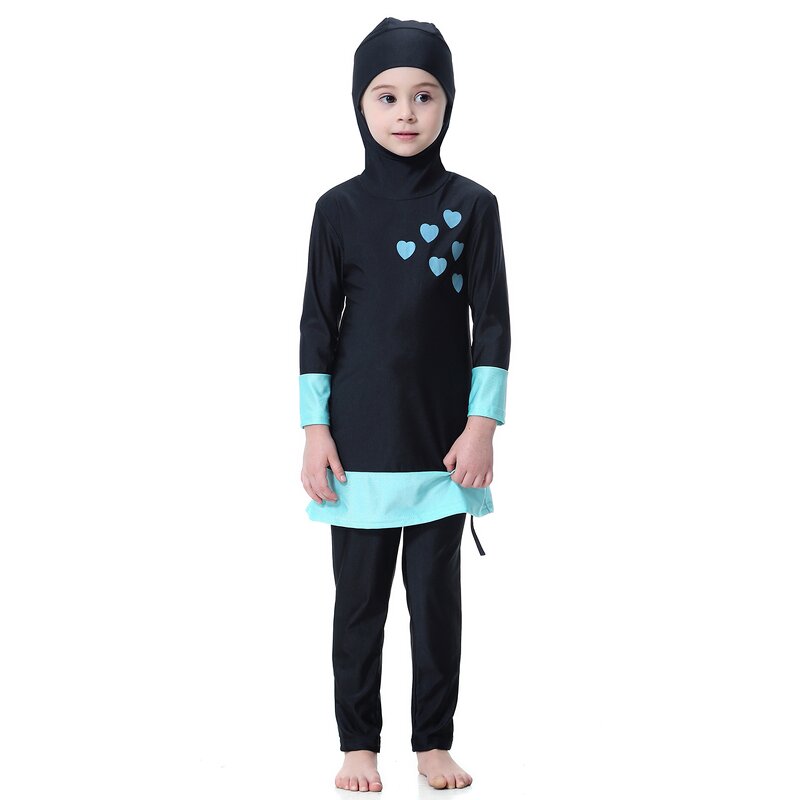 Kids Swimwear - H2008 Muslim Girls Modest Islamic Kids Swimsuit Wear