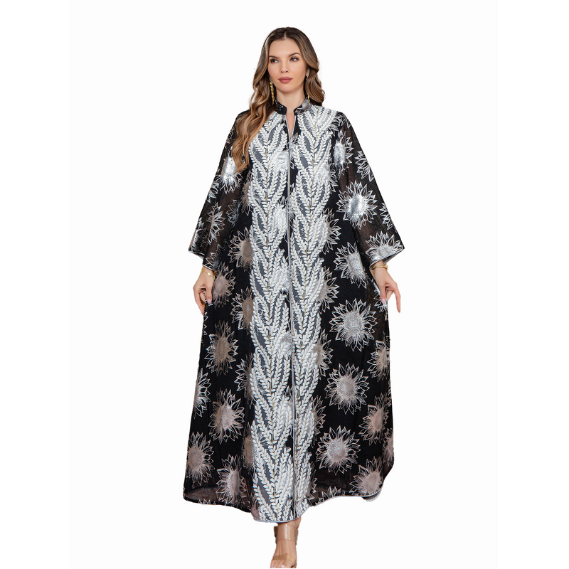 Abaya Dress - New Muslim Eid Floral Embroidery Long Middle Eastern