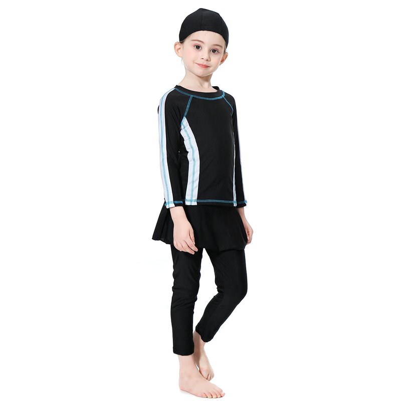 Kids Swimwear - H2011 Islamic 3 Piece Set Swimsuit Children Girls Muslim
