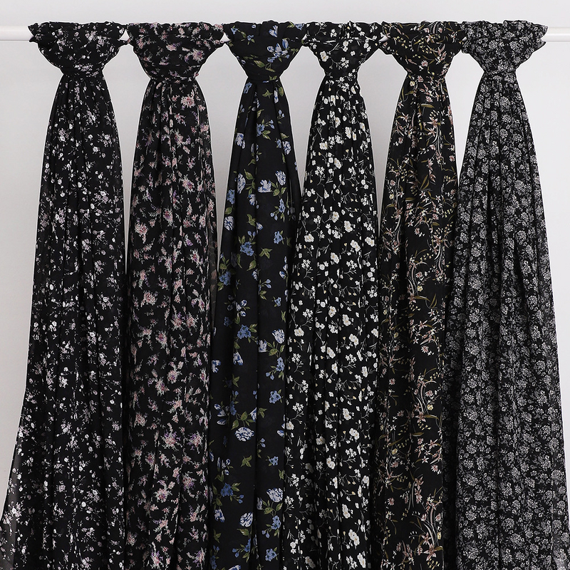 Hijab Scarf - Malaysian Printed Chiffon Rose Flower Ethnic Shawl Wholesale