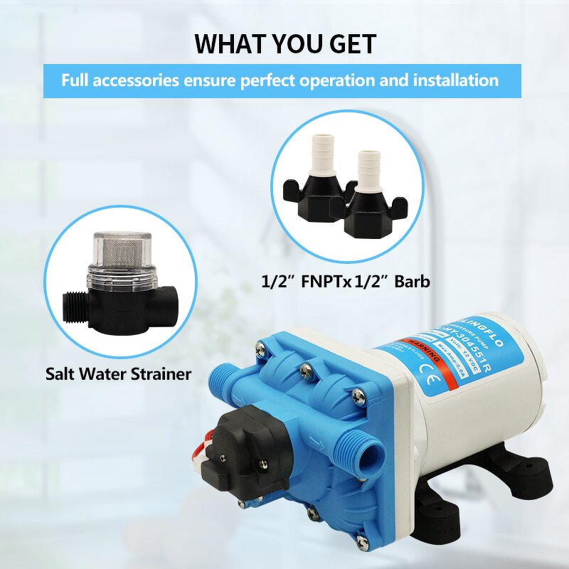 Diaphragm Water Pump Manufacturer - HY-304551R 55psi 3GPM 12V for RV Marine