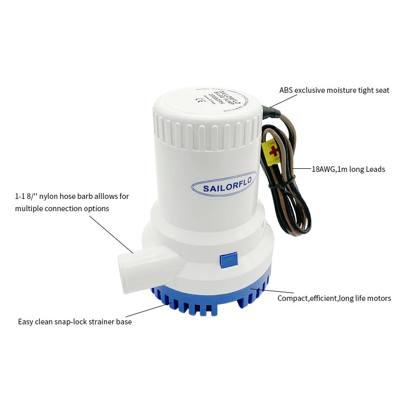 Bilge Pump Manufacturer - SAILINGFLO 1500GPH 12V 8m Submersible