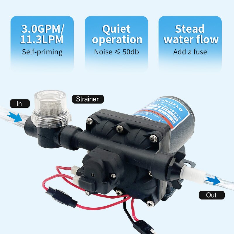 Diaphragm Water Pump Manufacturer - HY-304551T 55psi 12V DC Automatic 3GPM for Marine RV Fresh