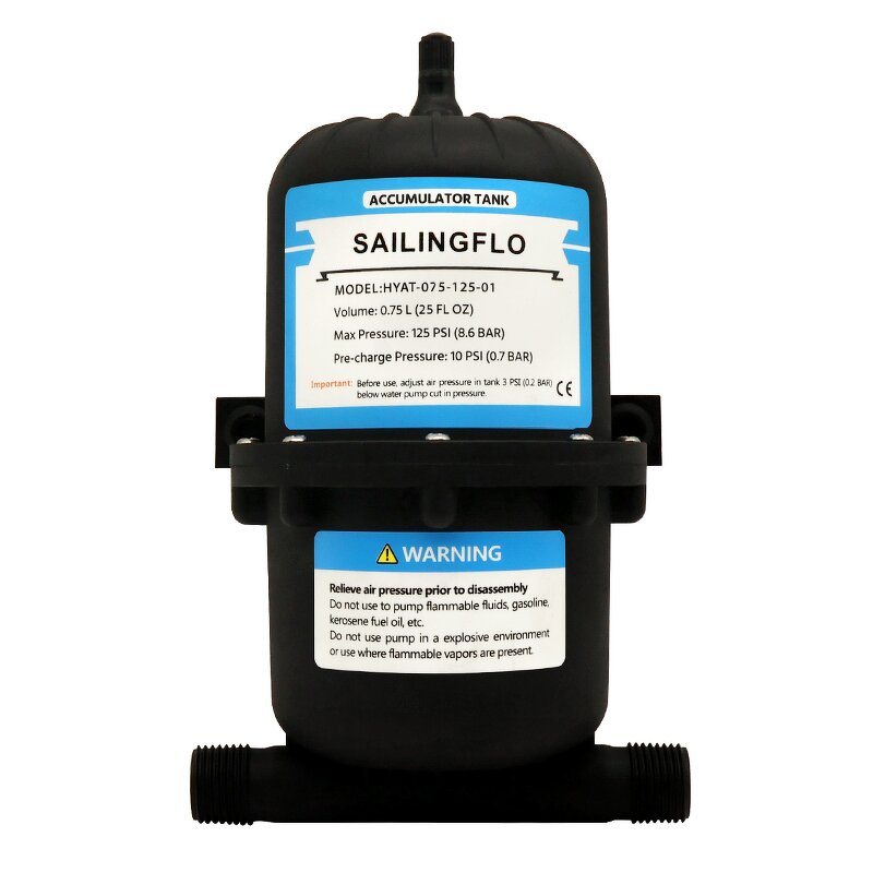 Diaphragm Pump System Manufacturer - SAILINGFLO 12V 3.0GPM Self Priming with 0.75L Pressurized Accumulator Tank