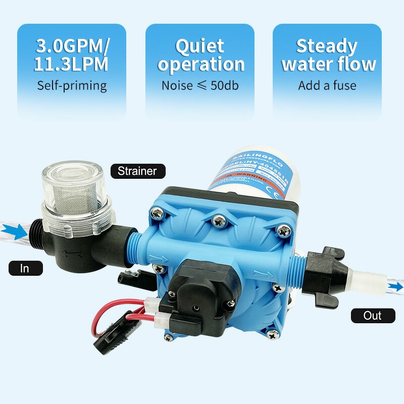 Fresh Water Pump Manufacturer - SAILINGFLO HY-404551R 4GPM 12V DC for RV Outdoor Camping