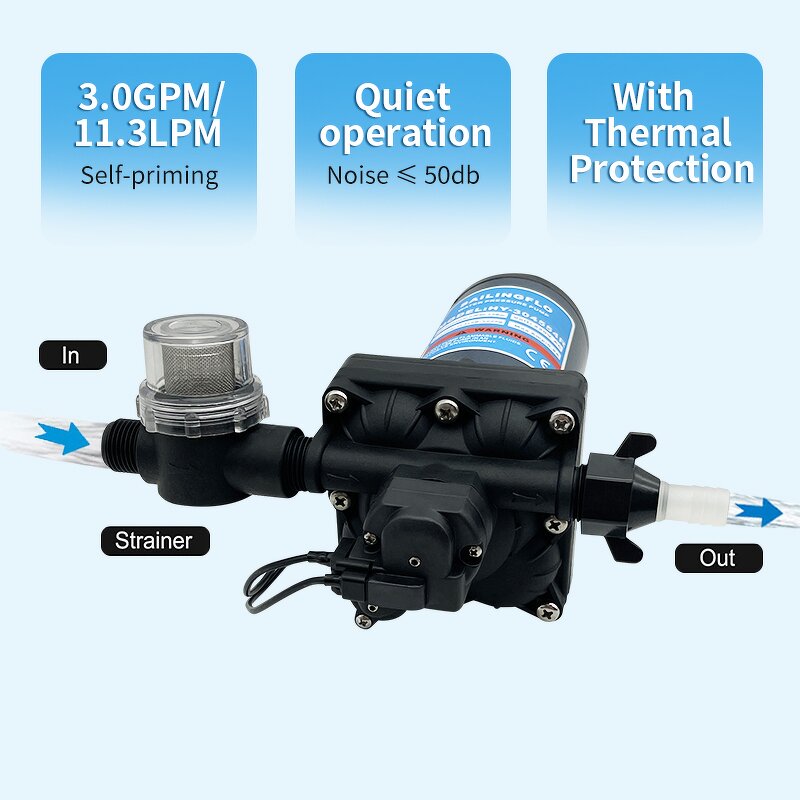 RV Water Pump Manufacturer - HY-304553R Low Noise 55psi 115V AC 3GPM