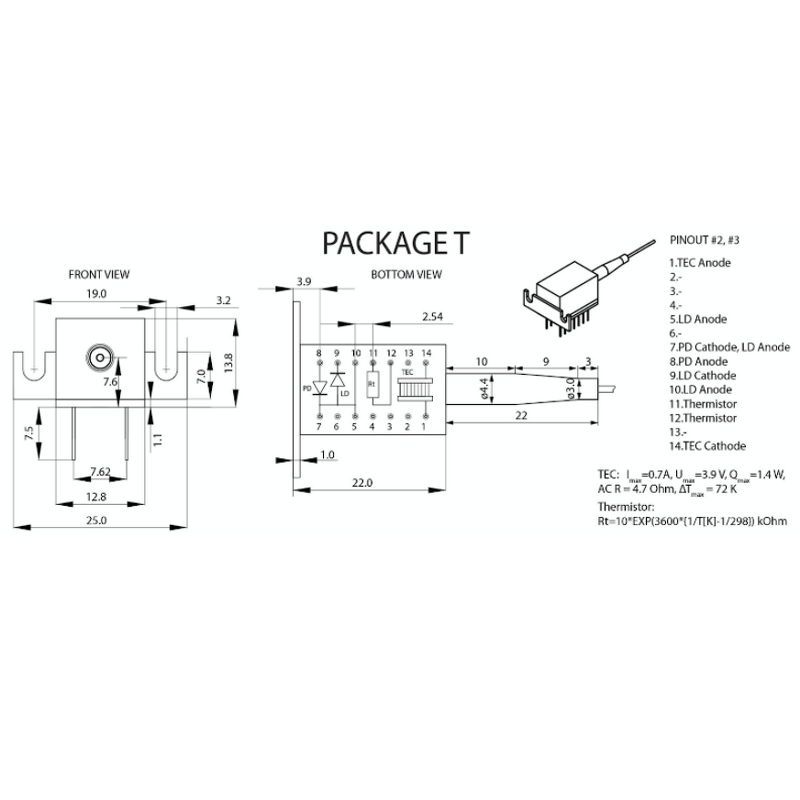 DFB Laser Module - 2.5Gbps 1570nm 14pin DIL TE Cooler FC/APC Connector