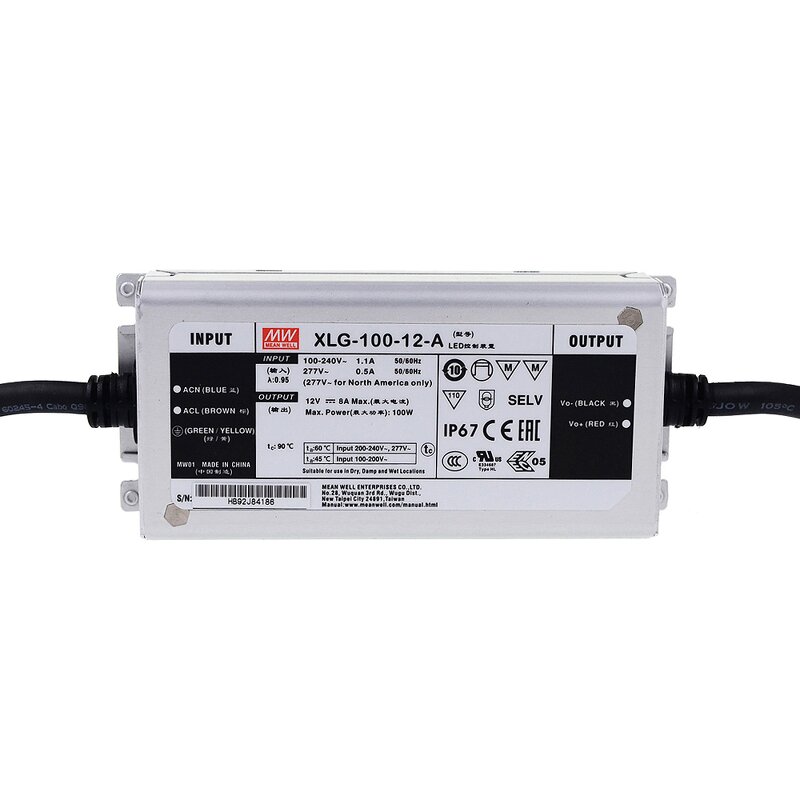 LED Driver Manufacturer - Mean Well XLG-100-12-A 100W 12V IP67 Constant Voltage for Outdoor Lighting USA Shipping