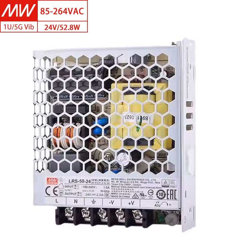 Power Supply Manufacturer - MEAN WELL LRS-50-24 24V 2.2A 50W 88% Eff. Metal Case for USA Shipping