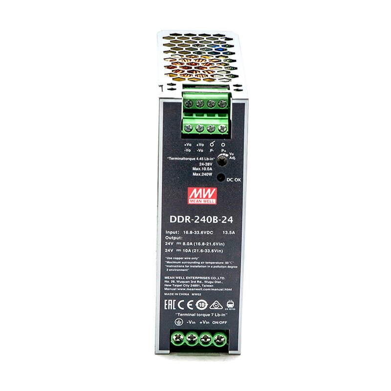 DC-DC Converter Manufacturer - MEAN WELL DDR-240B-24 240W Rail-Mount for Harsh Industrial & Transit