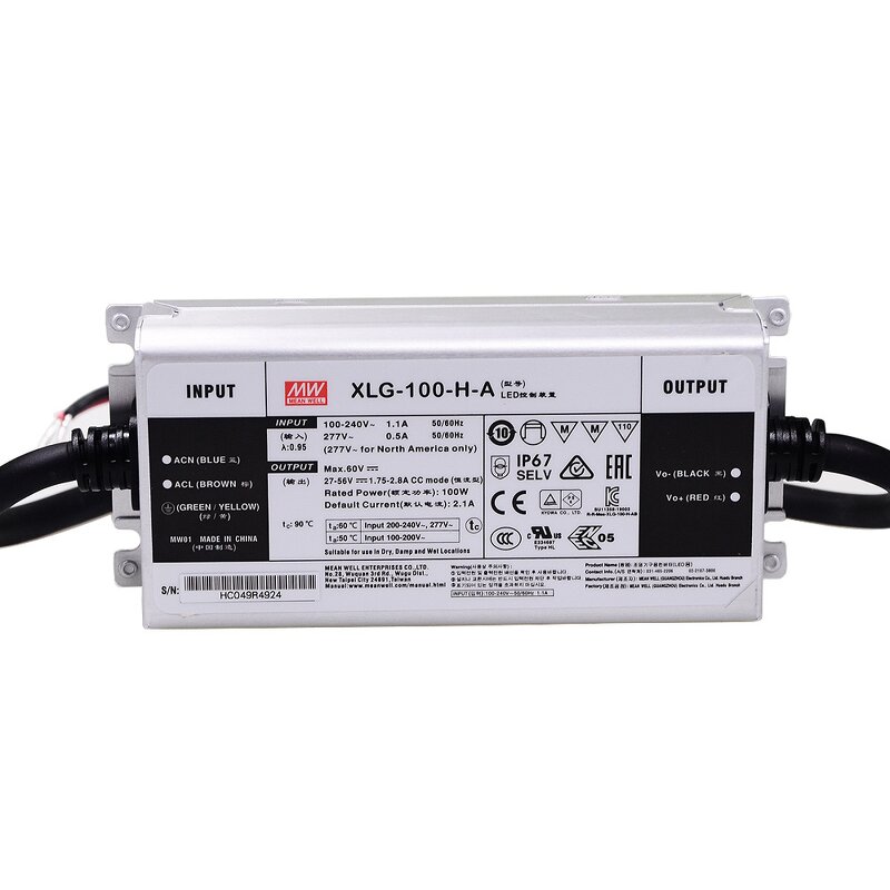LED Driver Manufacturer - Mean Well XLG-100-H-A 100W 24V 2.1A IP67 Waterproof Wide Input