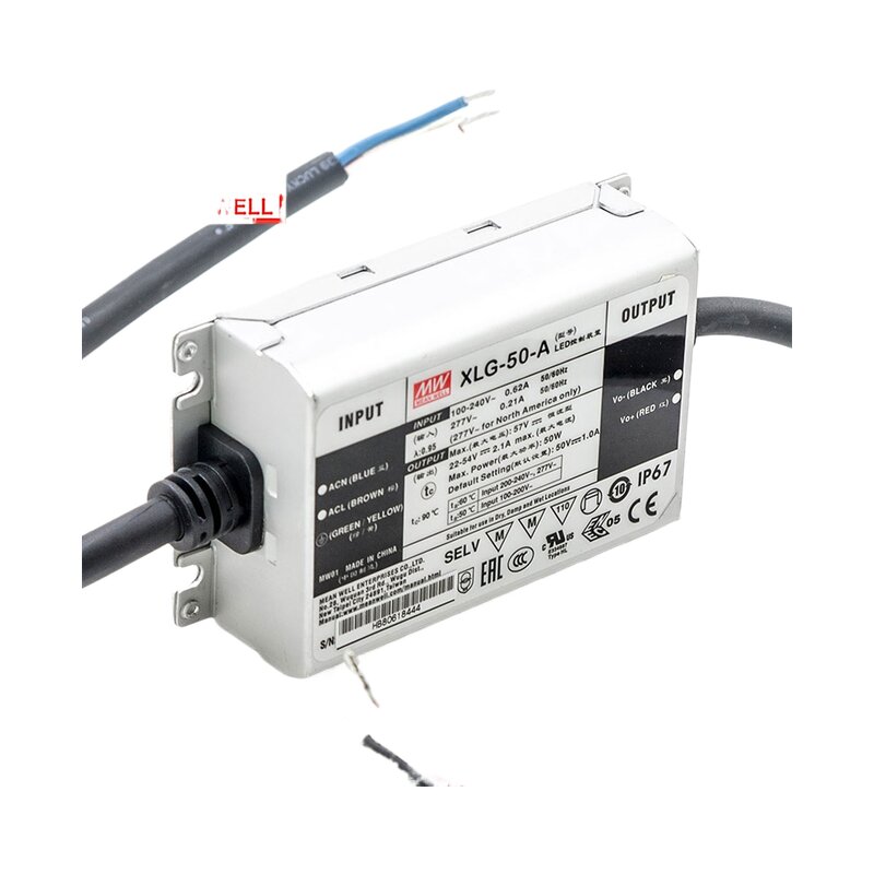 LED Driver Manufacturer - Mean Well XLG-50-A 50W IP67 for Outdoor Lighting USA Shipping