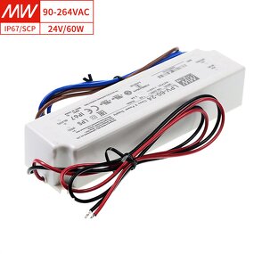 LED Driver Manufacturer - Mean Well LPV-60-24 60W 24V IP67 for LED Lighting USA Shipping