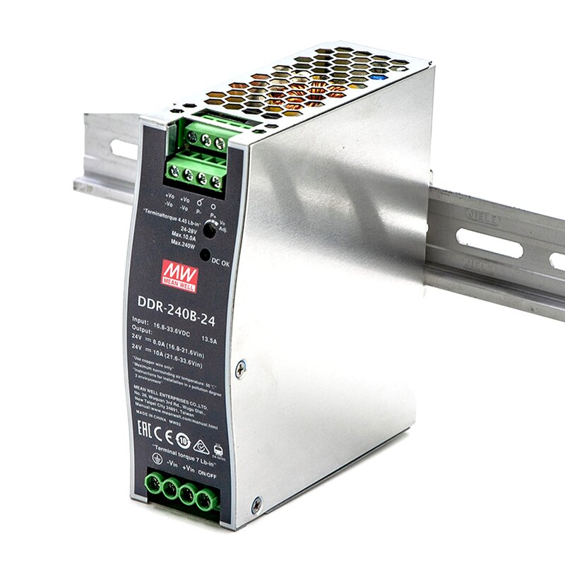 DC-DC Converter Manufacturer - MEAN WELL DDR-240B-24 240W Rail-Mount for Harsh Industrial & Transit