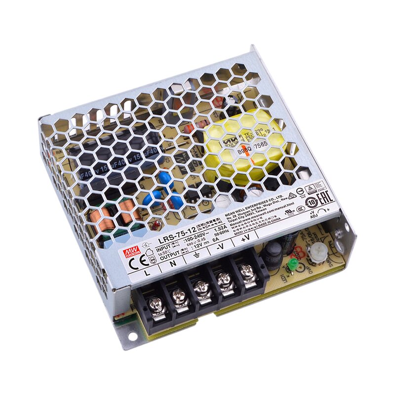 Power Supply Manufacturer - Mean Well LRS-75-12 12V 6A 75W 89% Eff. Low Power for USA Shipping