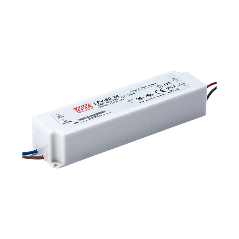 LED Driver Manufacturer - Mean Well LPV-60-24 60W 24V IP67 for LED Lighting USA Shipping