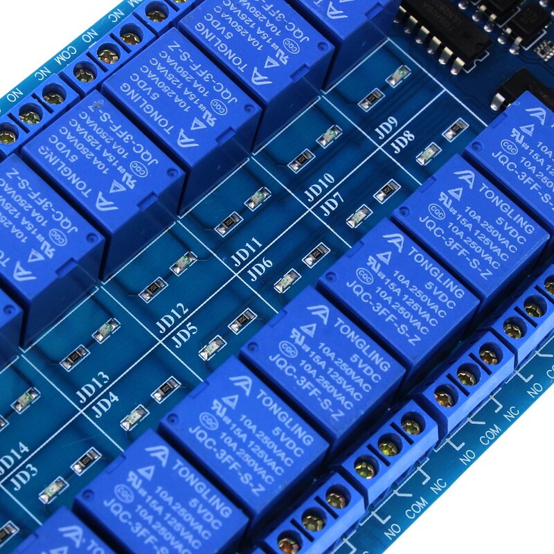 Relay Module - 16-channel 5V 12V Optocoupler LM2596 Power Supply Board